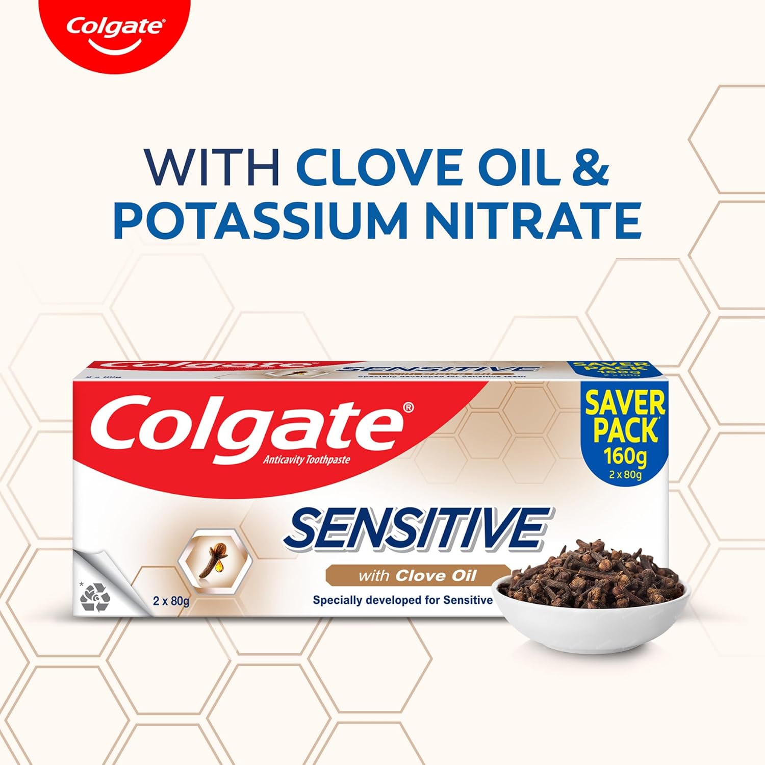 Colgate Sensitive Toothpaste with Clove Oil, for Sensitivity Relief, 160g
