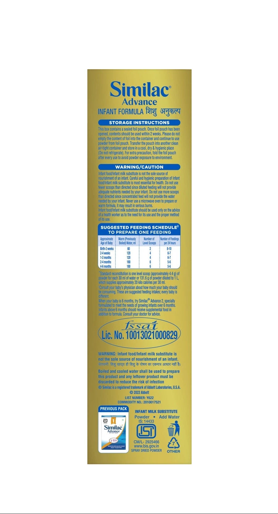 Similac Advance Stage 1 Infant Formula, Up to 6 Months, 400g Refill