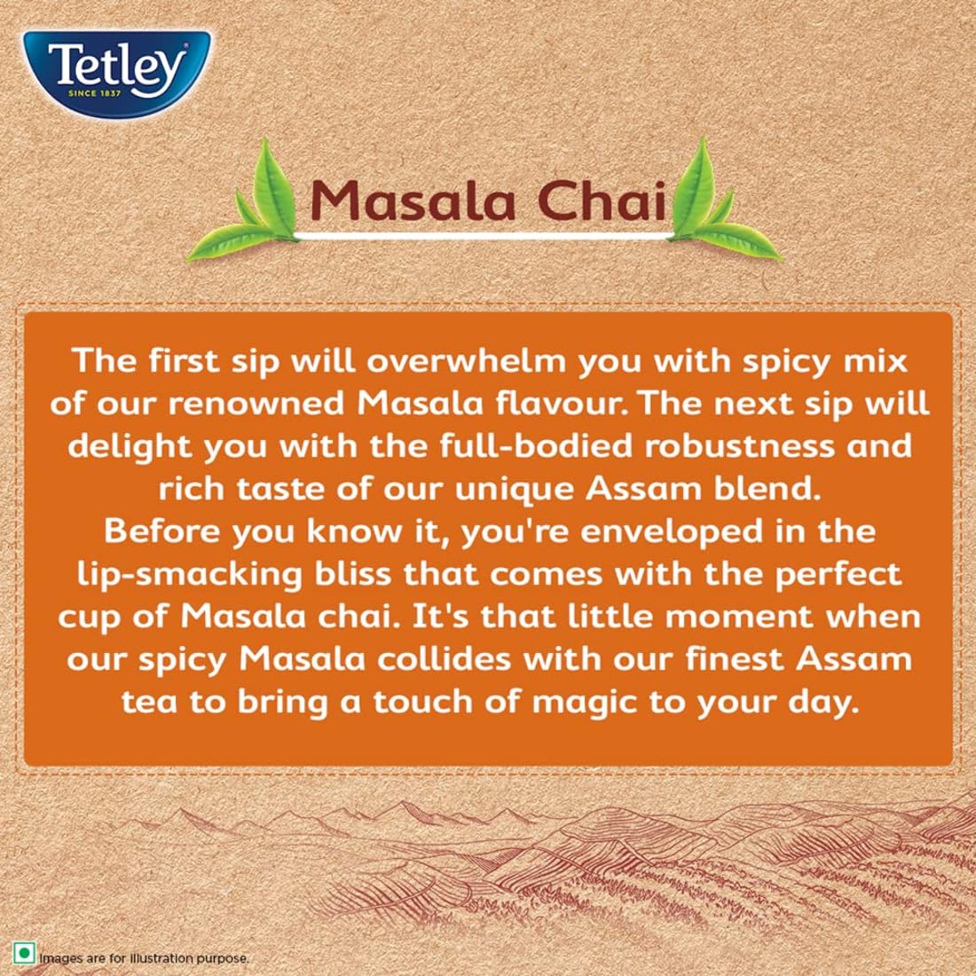 Tetley Masala Chai With Natural Flavour Black Tea Bags - 50 Tea Bags