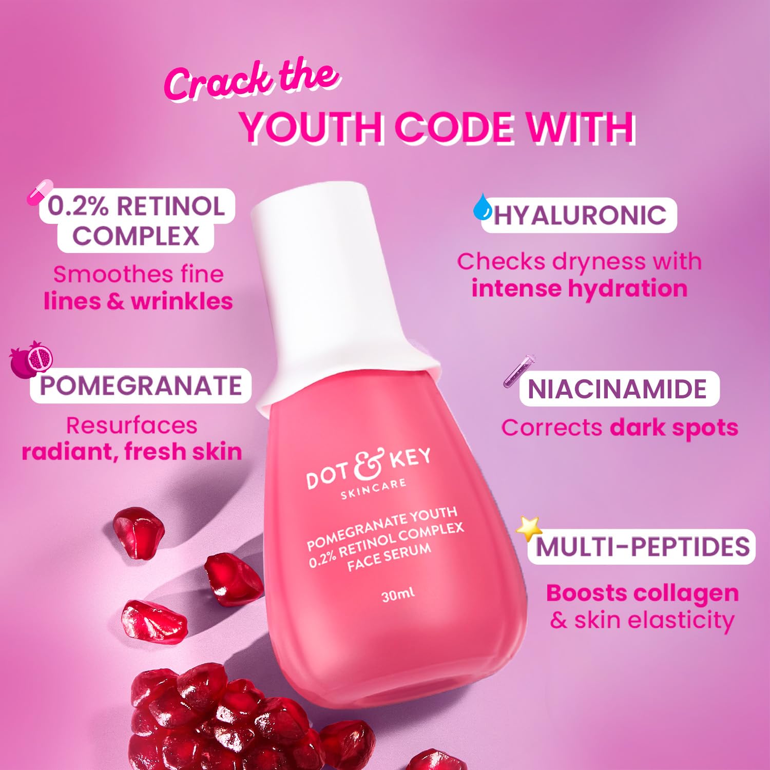 Dot & Key 0.2% Retinol Complex Face Serum With Niacinamide & Multi-Peptides - Beginner-Friendly - 30 ml