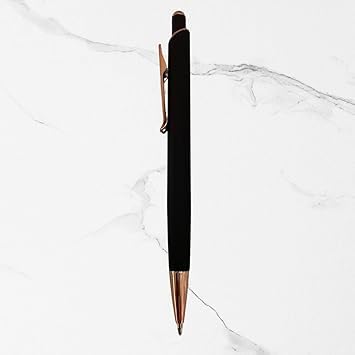 Matte Black Metallic Ball Pen with Glossy Rose Gold Clip