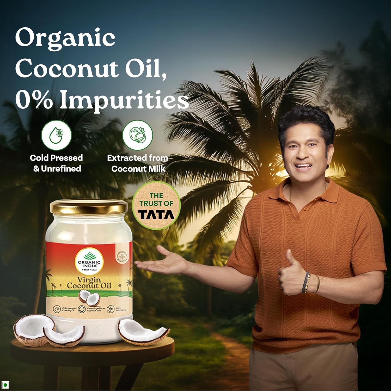 Organic India Virgin Coconut Oil 500ml, Certified Organic, Lab Tested on 600+ Parameters