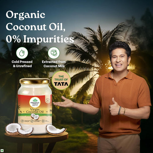 Organic India Virgin Coconut Oil 500ml, Certified Organic, Lab Tested on 600+ Parameters