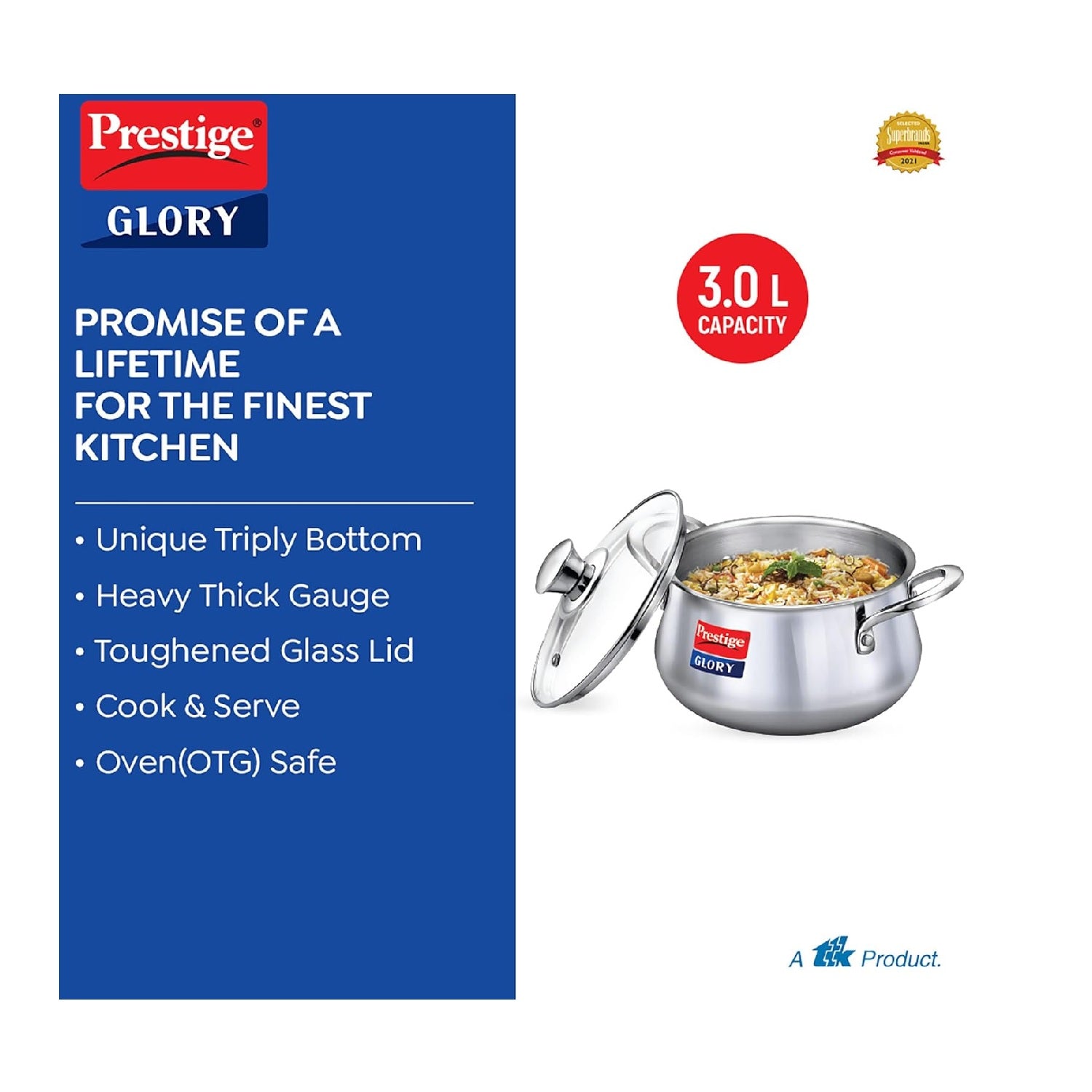 Prestige Stainless Steel Handi with Lid | |Unique tri-ply Bottom