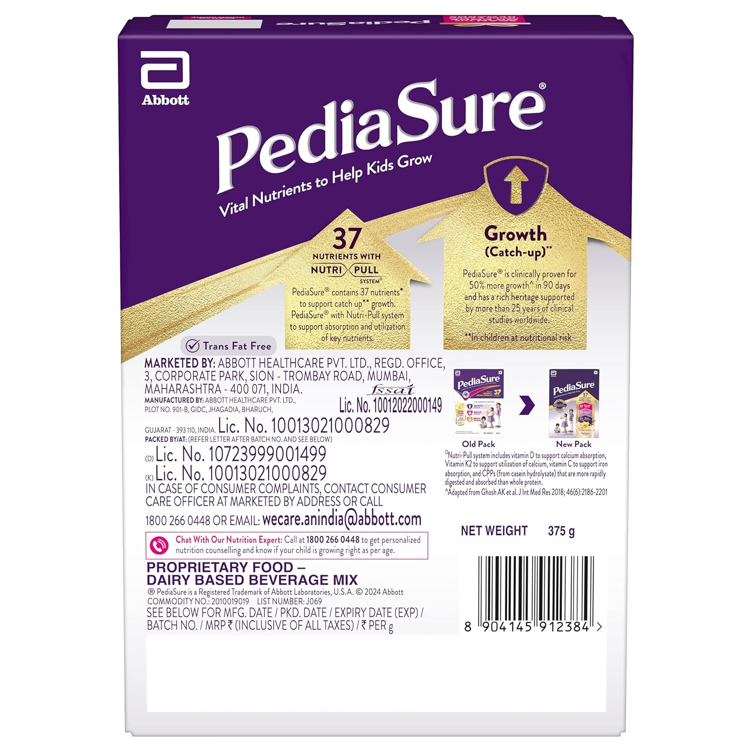 Pediasure Nutritional Drink Powder, Vanilla 375gm