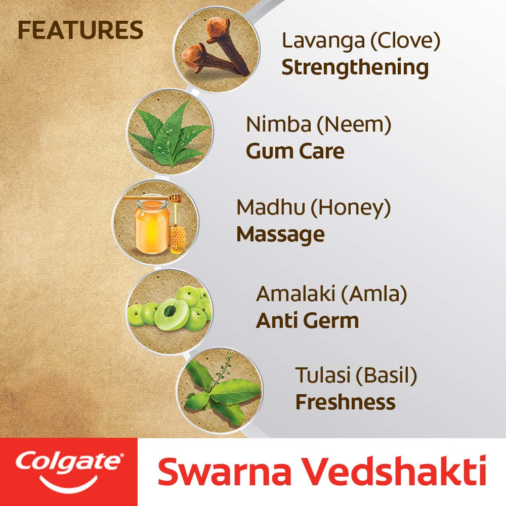 Colgate Swarna Vedshakti Toothpaste - 300Gm - Massage, Freshness, Strengthening