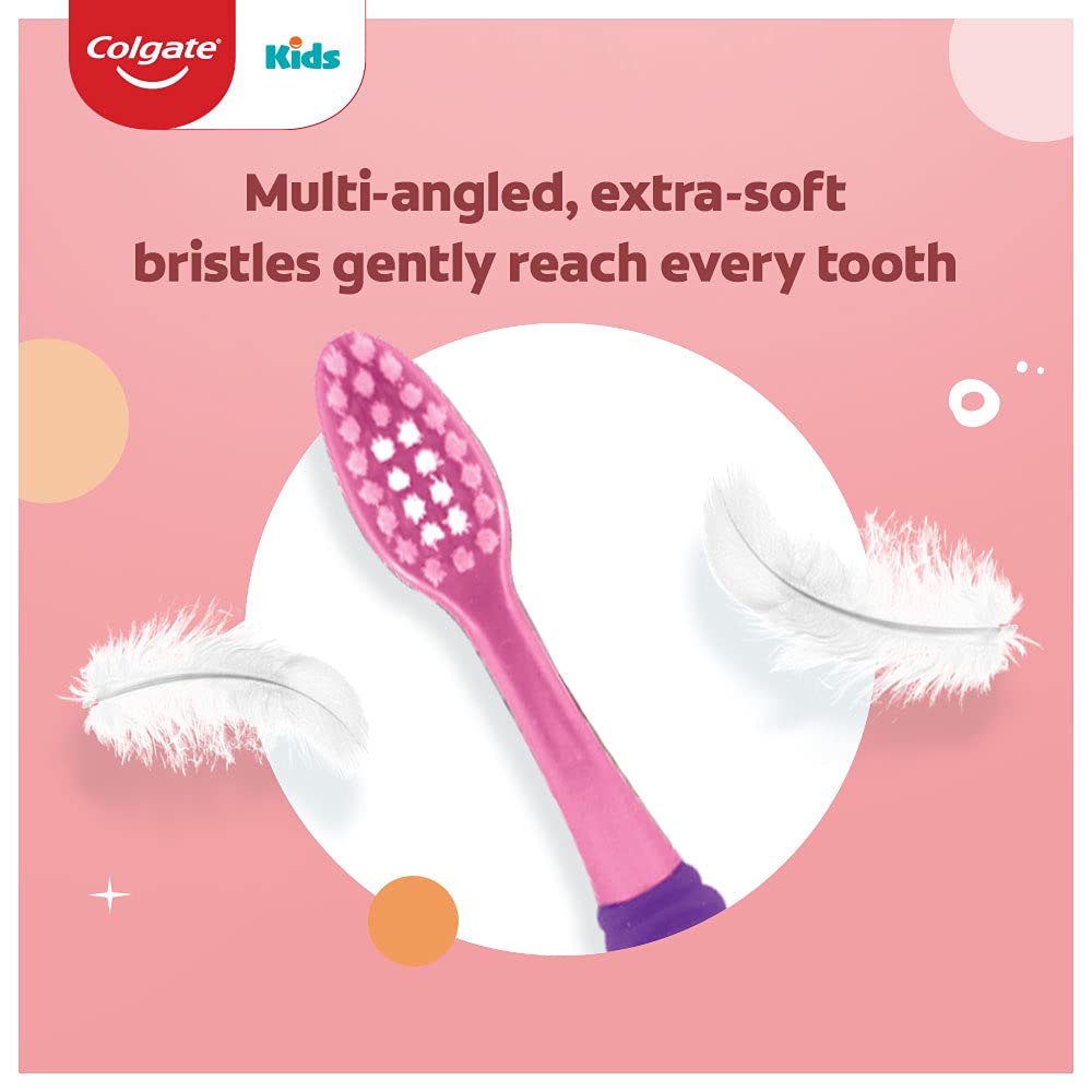Colgate Kids Barbie Toothbrush, Extra Soft with Tongue Cleaner (Pack of 3) Kid Manual Multicolor