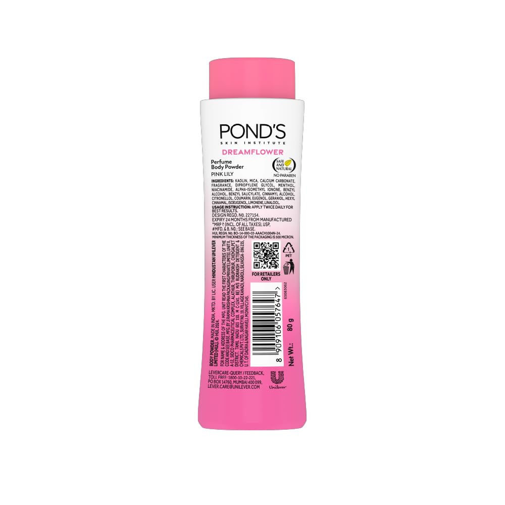 Ponds Dreamflower Fragrant Talc Powder, Pink Lilly - 100gm