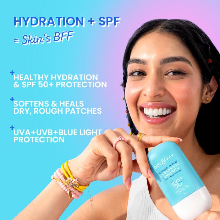Dot & Key Blueberry Hydrating Barrier Repair Face Sunscreen SPF 50+,PA++++ With Hyaluronic & 5 Ceramides - 50 gm