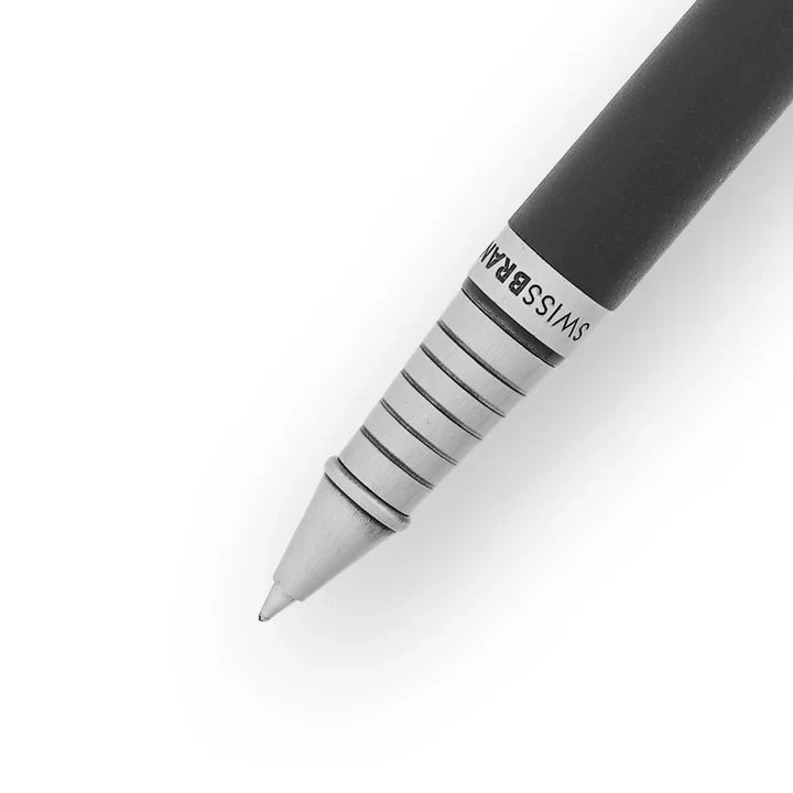SWISSBRAND Eternia 2511 Matte black Rollerball Pen with black gem embedded in the chrome trim