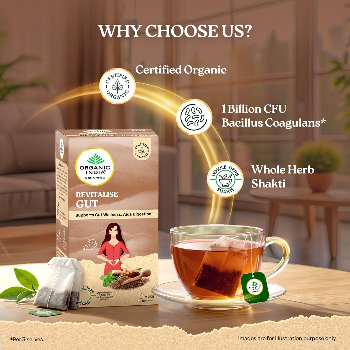 Organic India Revitalise Gut Tea Bags - 25 Teabags