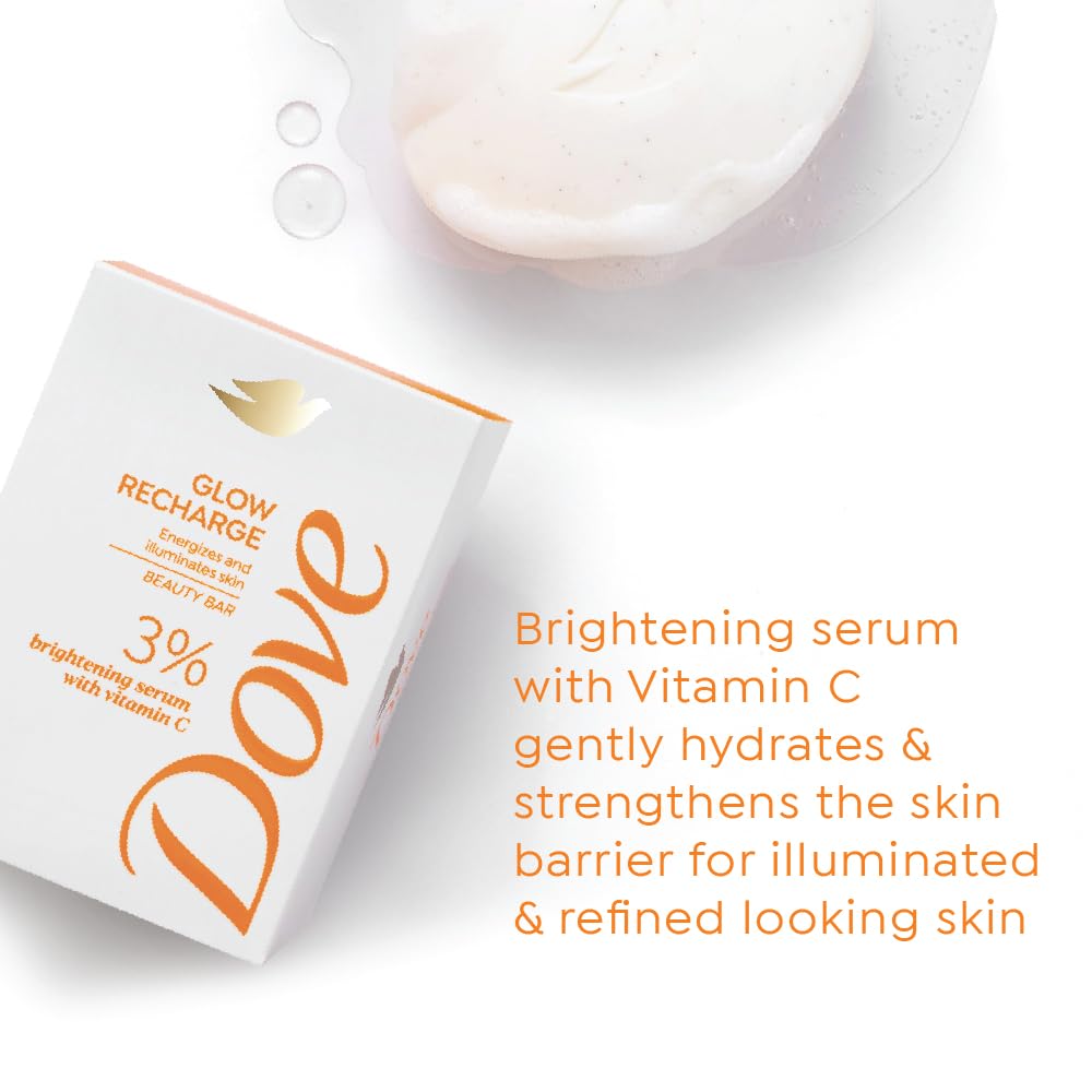 Dove Glow Recharge Serum Beauty Bar with 3% Brightening Serum + Vitamin C - set of 3 (125gx3)