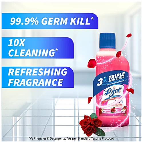 Lizol Disinfectant Surface & Floor Cleaner Liquid - Floral, 200 ml