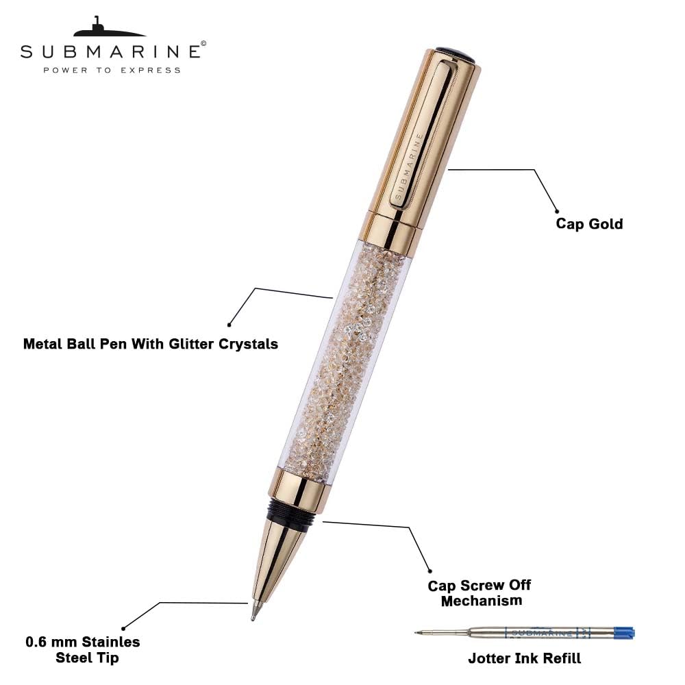 Submarine Pack of 2, 879 Crystal Ball Pen with Metal Body