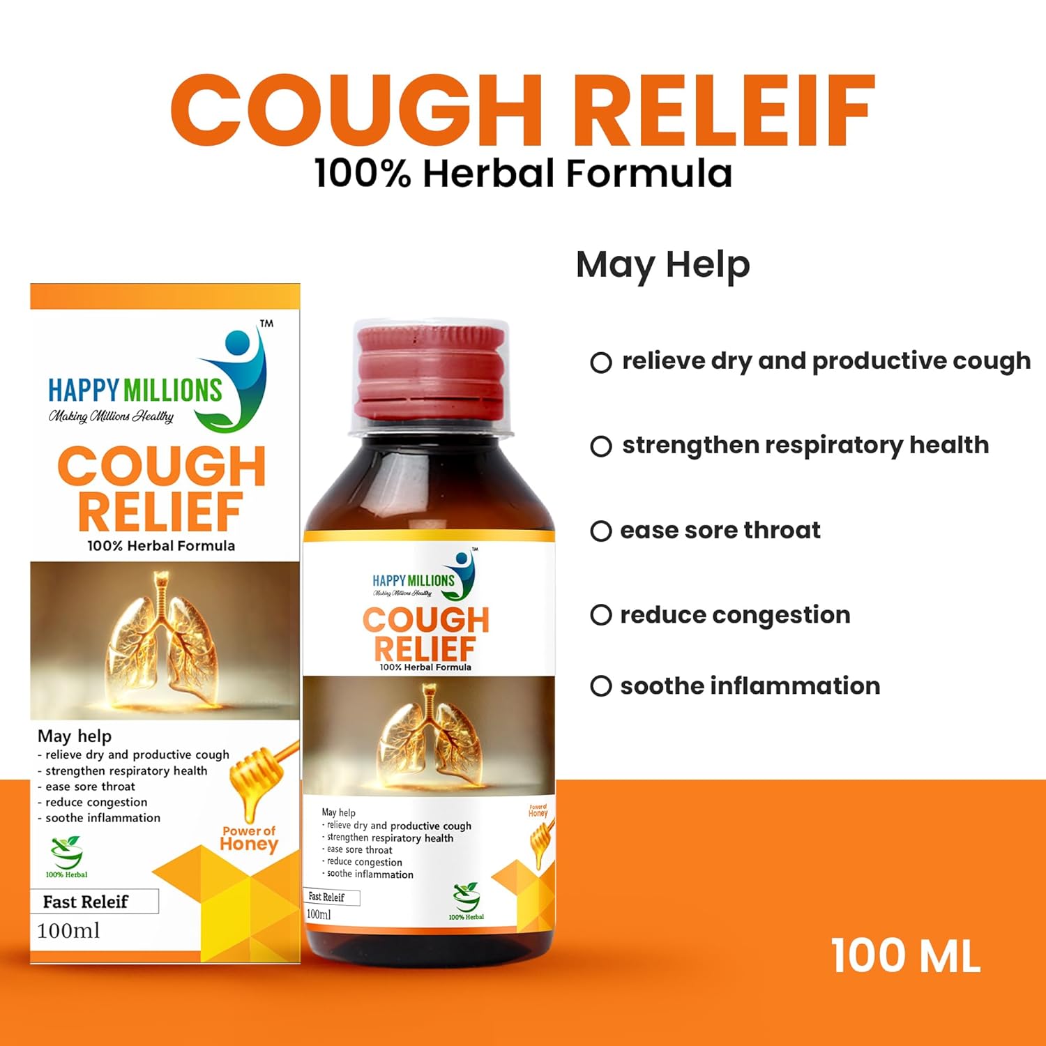 HappyMillions Cough Relief Syrup - 100 ml