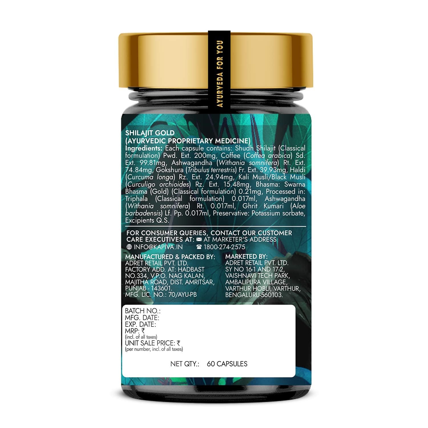 Kapiva Ayurveda Him Foods Sj Gold Capsules - 60 caps
