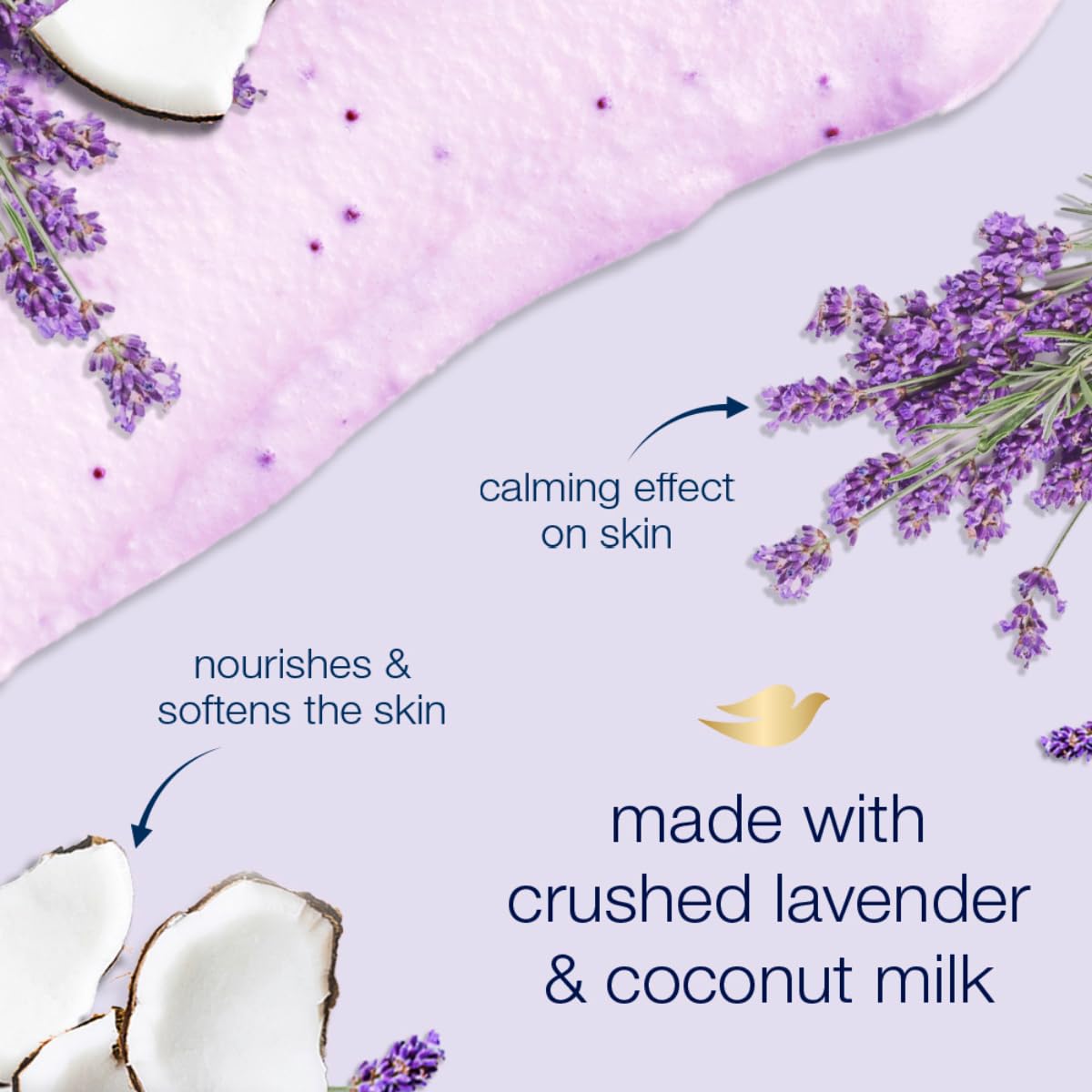 Dove Exfoliating Body Polish Scrub With Crushed Lavender And Coconut Milk - 298 gm