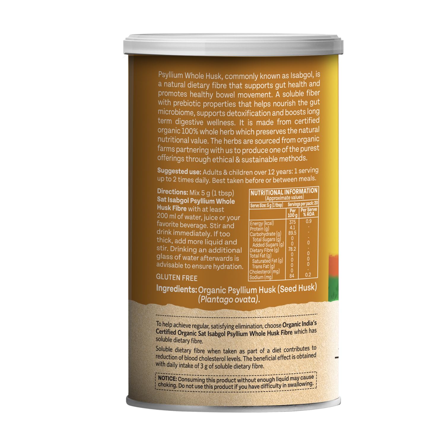 Organic India Sat Isabgol Psyllium Whole Husk Powder - 100 gm