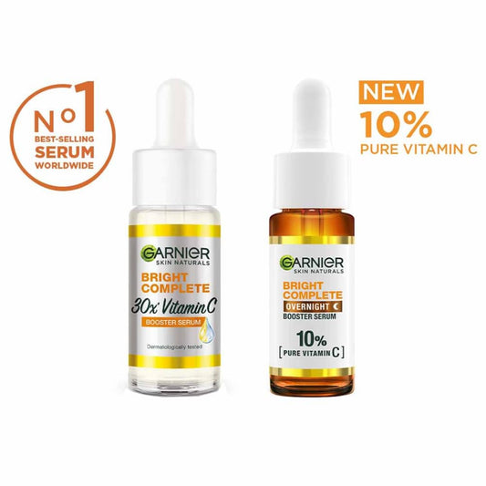 Garnier 30X Vitamin C Day + 10% Vitamin C Night Serum Mini Combo - Wake Up to 73% Brighter Skin - combo