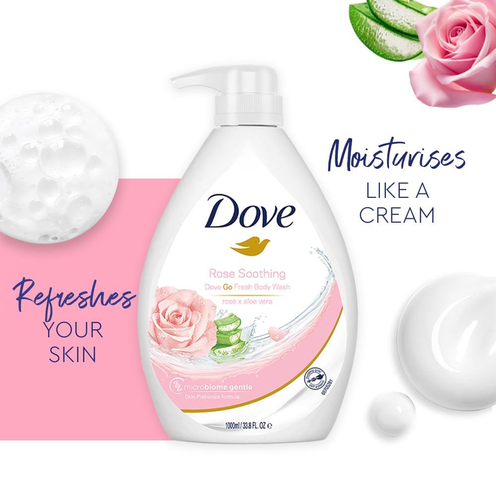 Dove Body Wash- Soothing Rose & Aloe Vera Body - 1000 ml - Pack of 1
