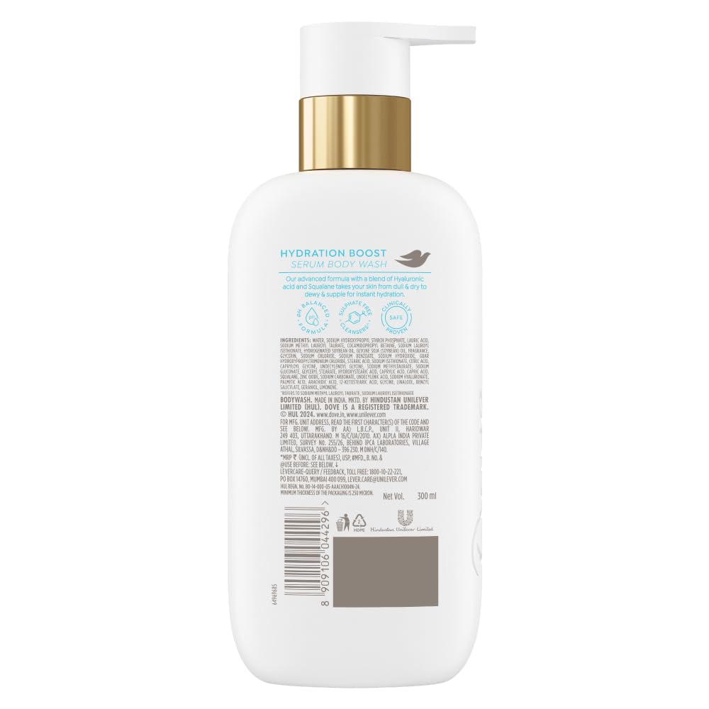 Dove 6% Hydrating Serum With Hyaluronic Acid Hydration Boost Bodywash - 300 ml