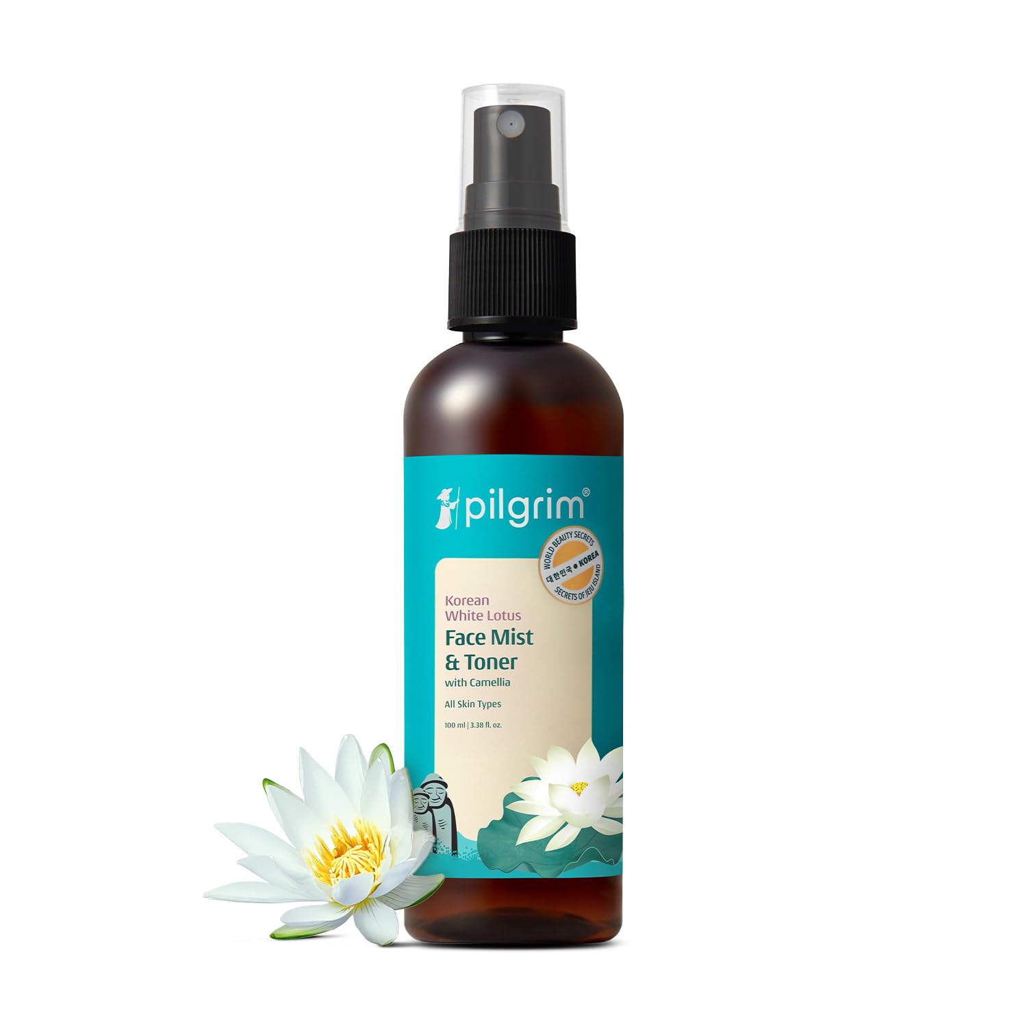 Pilgrim Korean Beauty White Lotus Refreshing Face Mist & Toner With Camellia & Witch Hazel For Glowing Skin - 100 ml