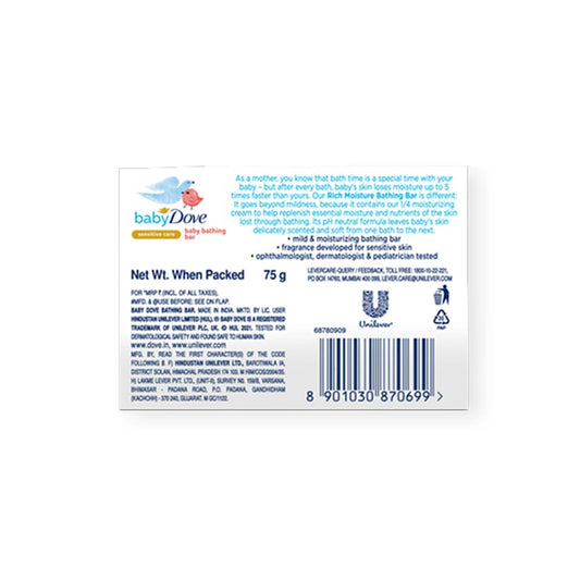 Baby Dove Rich Moisture Bathing Bar - Pack of 1 - 75 gm