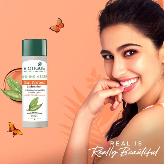 Biotique Advanced Ayurveda Bio Morning Nectar Visibly Flawless Sun Protector 30+SPF UVA/UVB Sunscreen - 120 ml