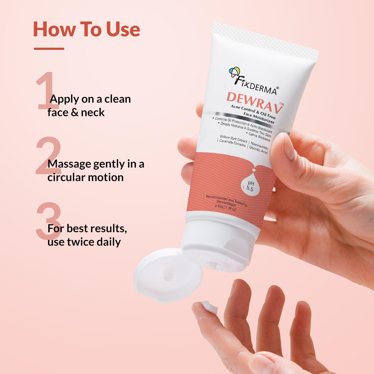 Fixderma Durave Acne Control & Oil Free Moisturizer for Face with Glycolic Acid - 50 gm