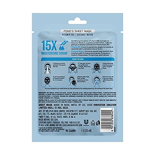 Ponds Hydrating Sheet Mask With Natural Coconut Water And Vitamin B3 - 25 ml