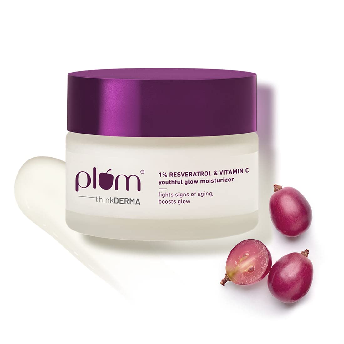 Plum 1% Resveratrol & Vitamin C Anti-Aging Moisturizer For Glowing Skin - 50 gm