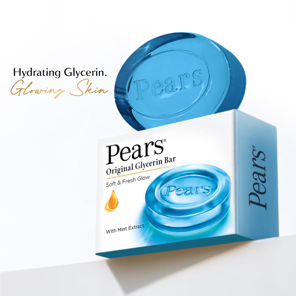 Pears Soft & Fresh Bathing Soap - Glycerin & Mint - Pack of 3 - 125 gm