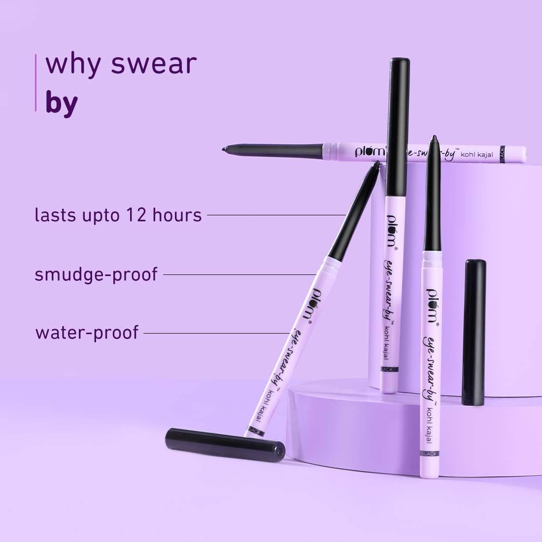 Plum Eye-Swear-By Kohl Kajal Combo - Deep Black - 0.7 gm - Pack of 2