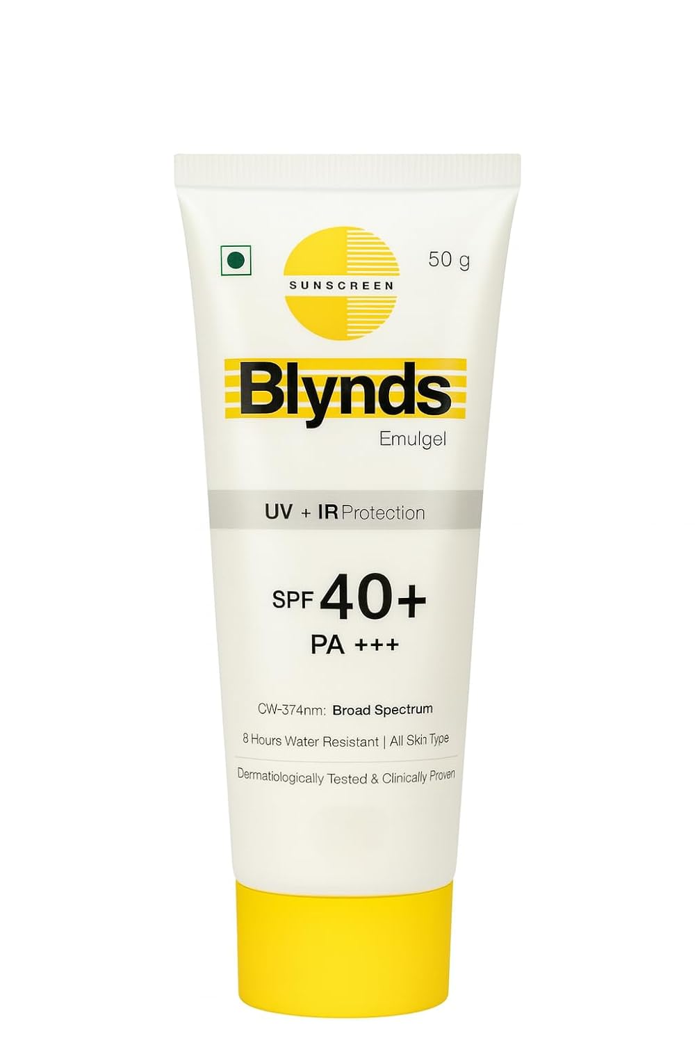 Intas Blynds Emulgel Sunscreen with UV+IR Protection SPF 40+ PA+++ & Water-Resistant - 50 gm