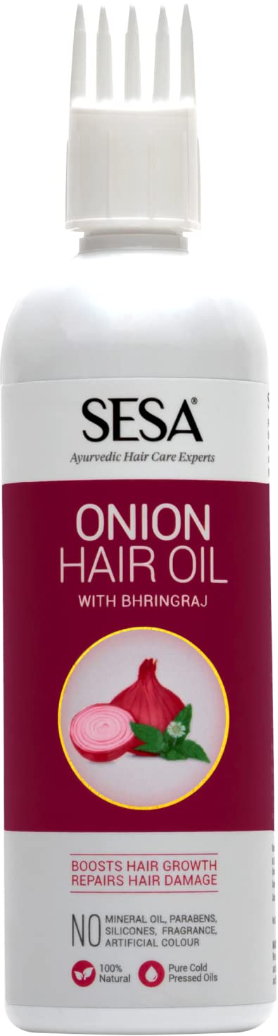 Sesa Ayurvedic Onion Hair Oil with Bhringraj - 200 ml | Now With Comb Applicator
