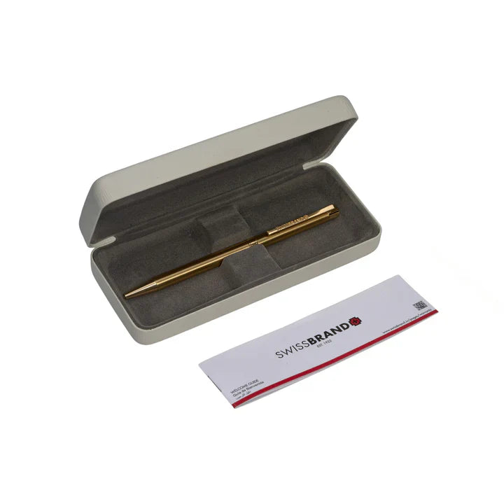 SWISSBRAND Glide 2526 High-gloss gold lacquer Ballpoint Pen with gold trim