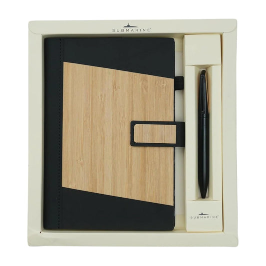Submarine 1547 Premium TimberNote Black Diary and Pen Set Gift Combo Set, Perfect for Corporate Gifting