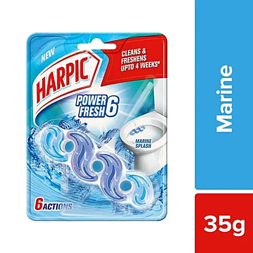 Harpic Power Fresh 6 Toilet Cleaner Rim Block - Marine Splash, 35 g