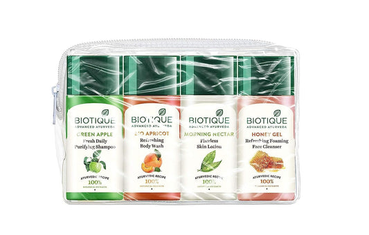 Biotique Travel Kit - combo ( Includes Green Apple, Bio Apricot, Morning Nectar & Honey Gel )