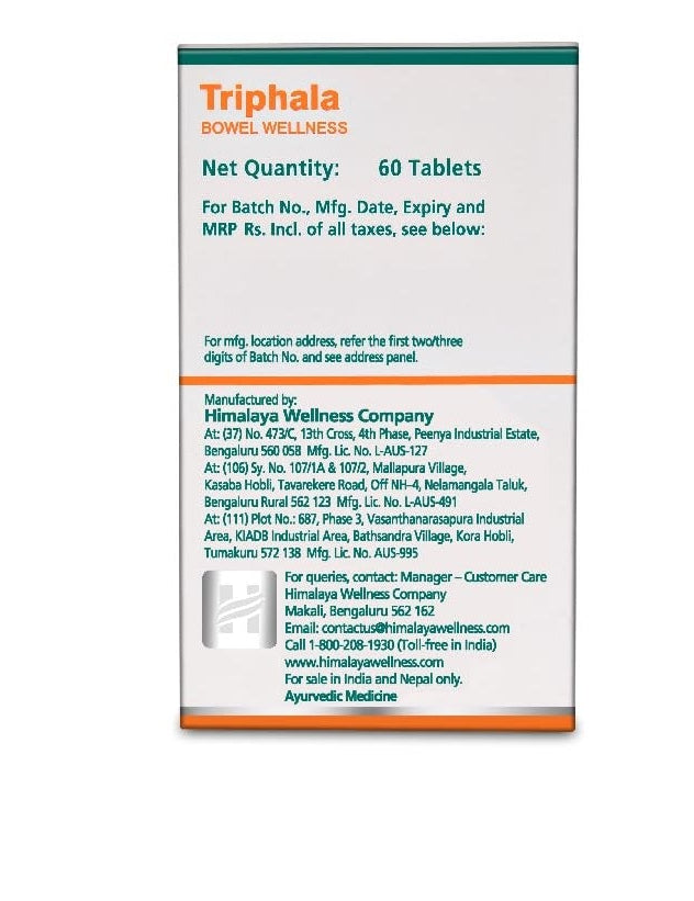 Himalaya Wellness Pure Herbs Triphala Bowel Wellness - 60 tabs