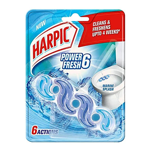 Harpic Power Fresh 6 Toilet Cleaner Rim Block - Marine Splash, 35 g