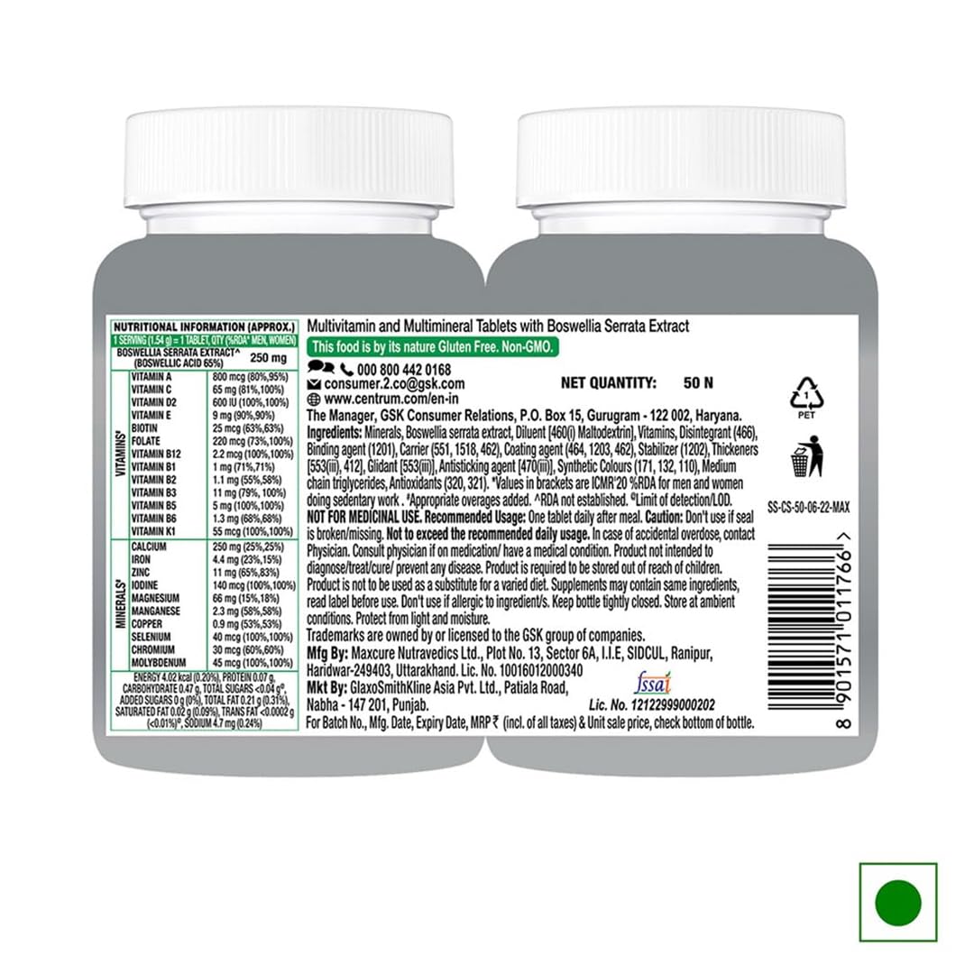 Centrum Adults 50+ Multivitamin Tablet for Men & Women,50 tablets