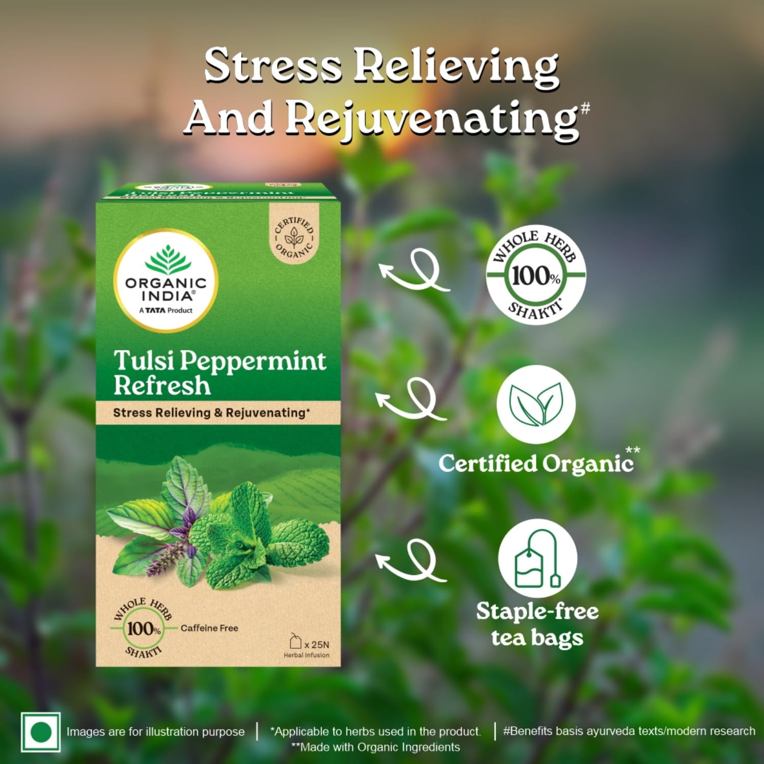 ORGANIC INDIA Tulsi Peppermint Refresh 25 Tea Bags