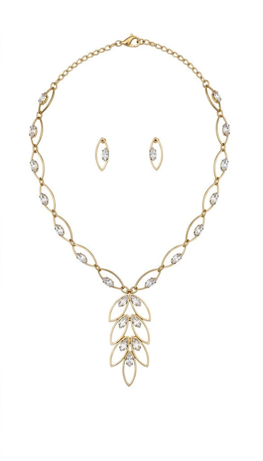 "Aura" Marquise Crystal Foliage Necklace & Earring Suite
