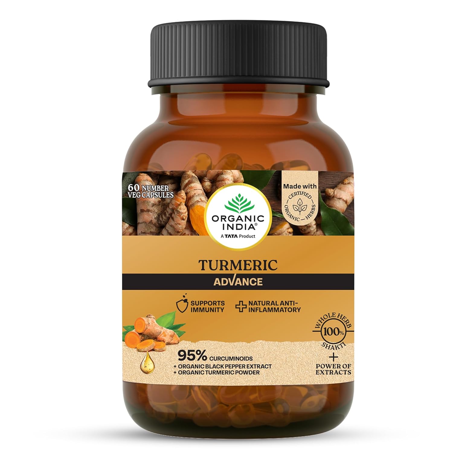 Organic India Turmeric Advance Capsules - 60 caps