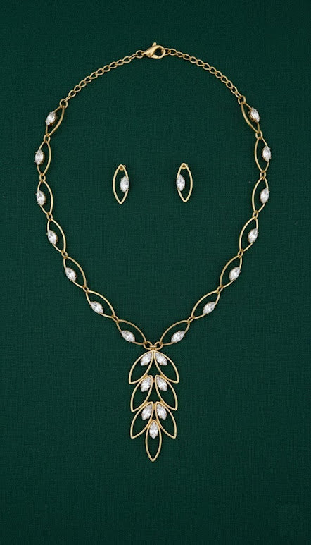 "Aura" Marquise Crystal Foliage Necklace & Earring Suite