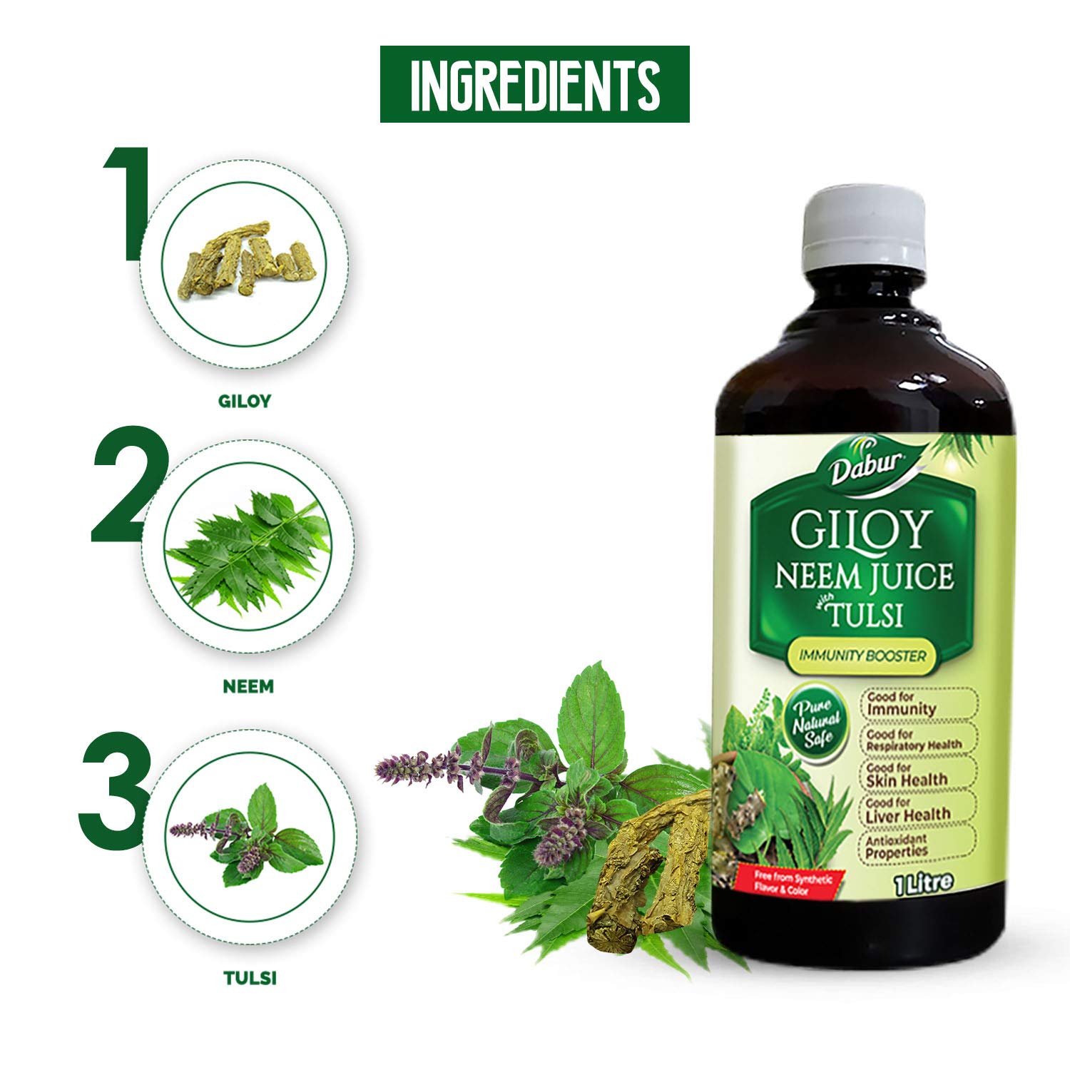 Dabur Giloy Neem Juice with Tulsi - 1 L