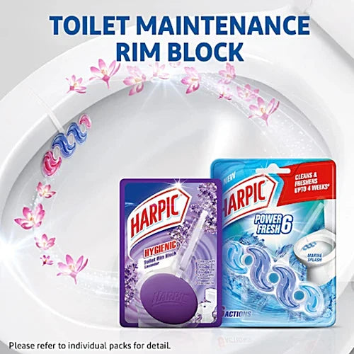 Harpic Power Fresh 6 Toilet Cleaner Rim Block - Marine Splash, 35 g