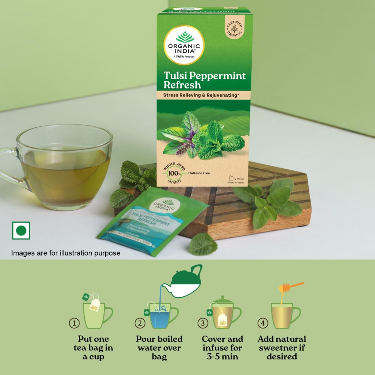 ORGANIC INDIA Tulsi Peppermint Refresh 25 Tea Bags