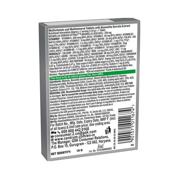 Centrum Adults 50+ Multivitamin, 10 Tablets